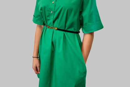 Green Cotton Dress with Pockets