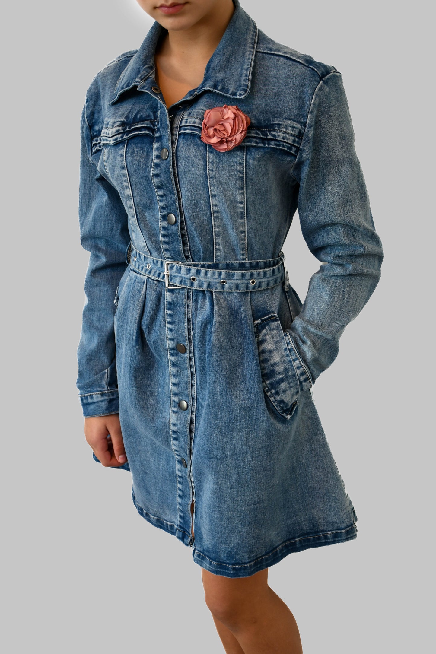 Denim Dress with Pockets