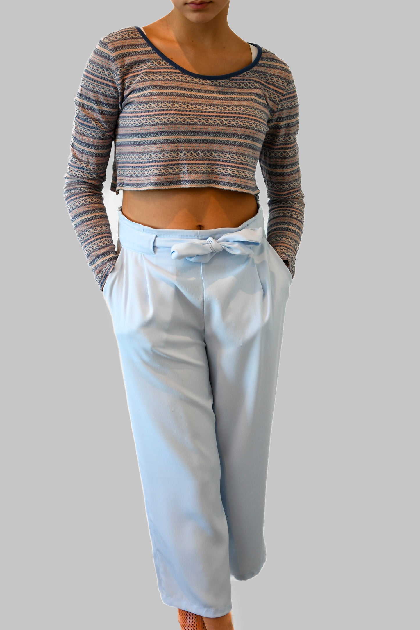 Sky Blue High Waisted Culottes with Pockets