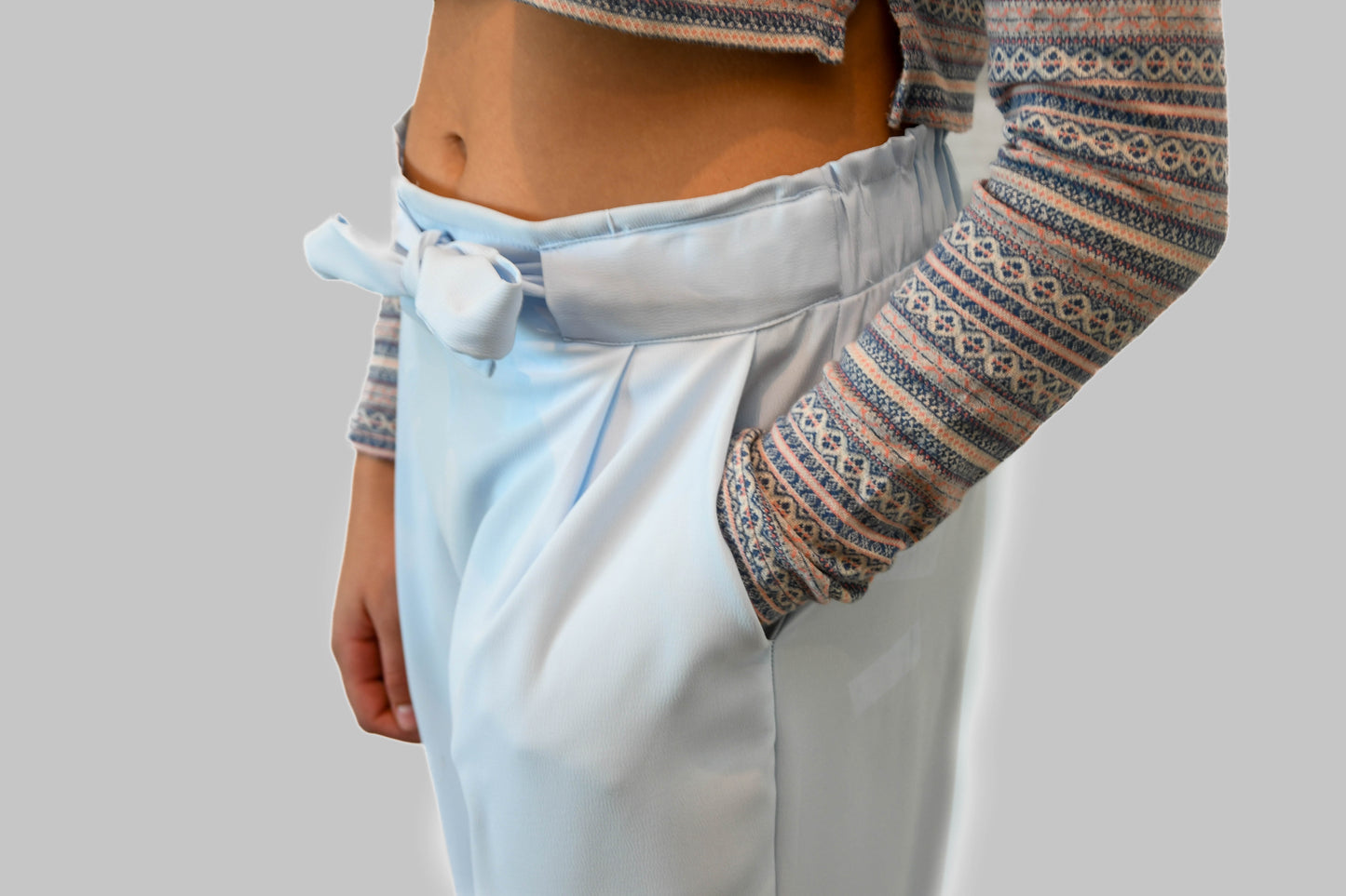 Sky Blue High Waisted Culottes with Pockets