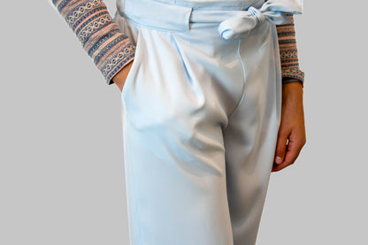 Sky Blue High Waisted Culottes with Pockets