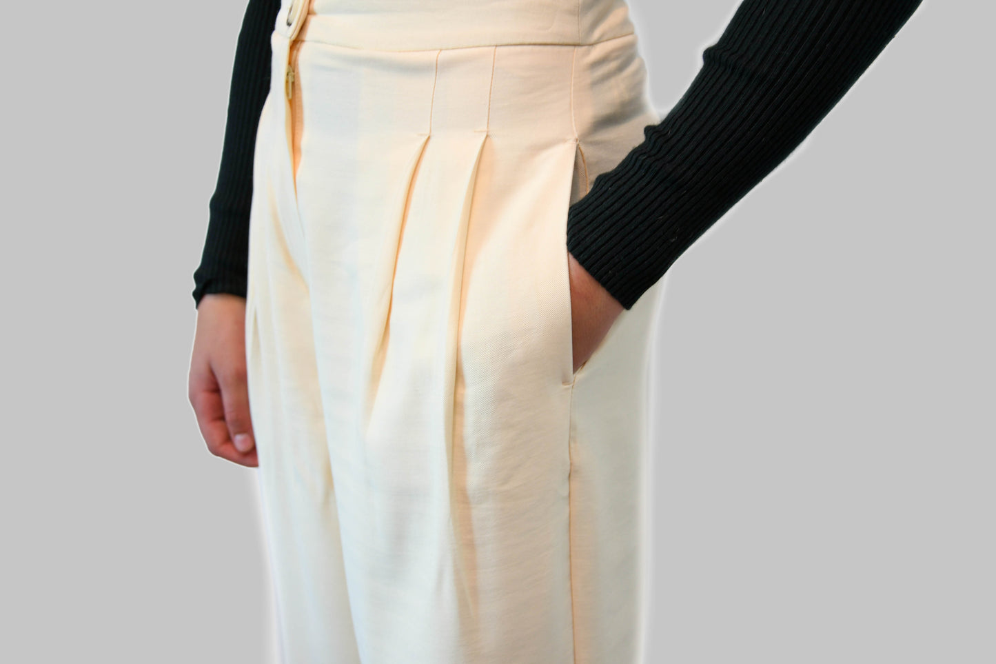 Cream Lemon High Waisted Culottes with Pockets