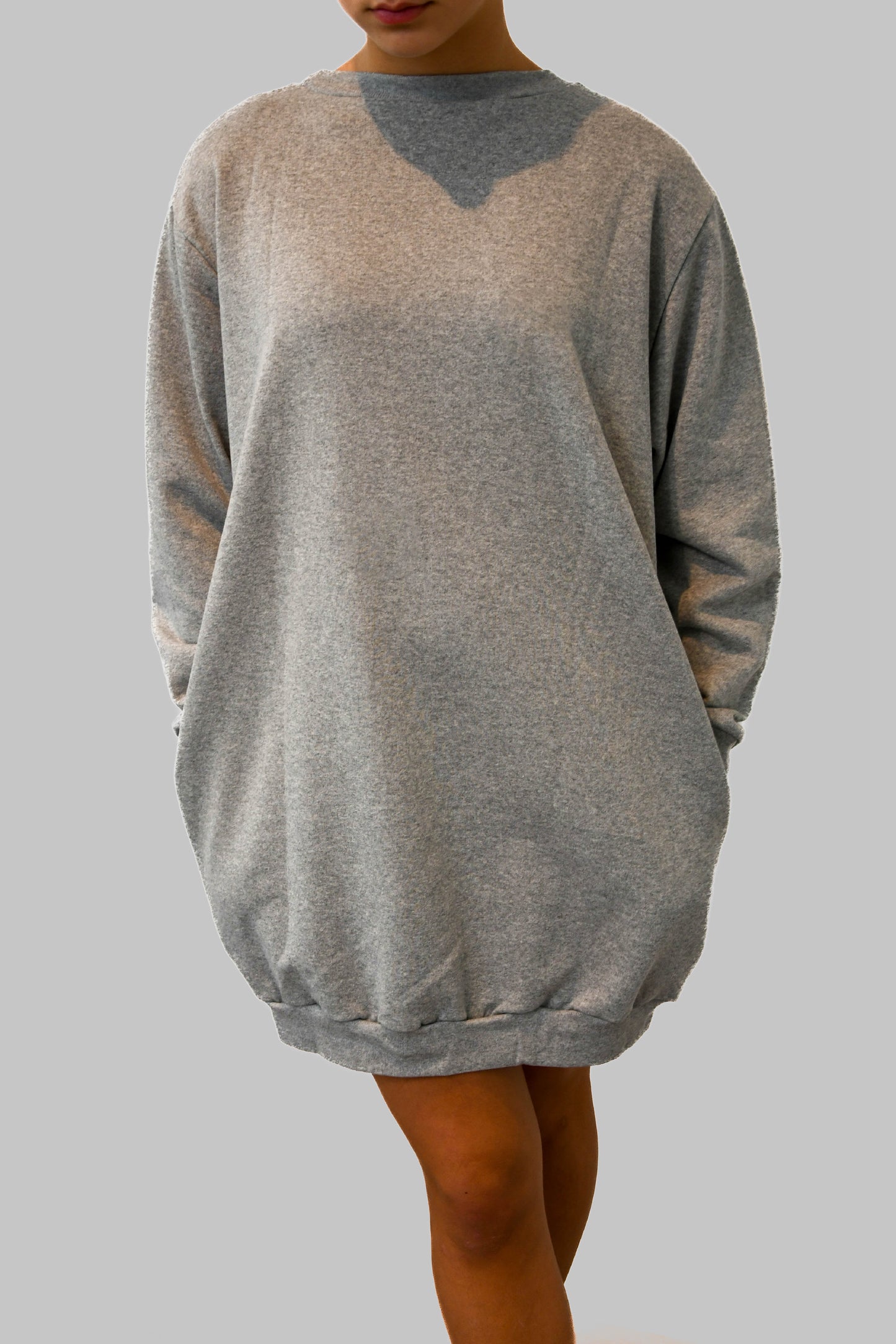 Light Grey Jumper Dress with Pockets