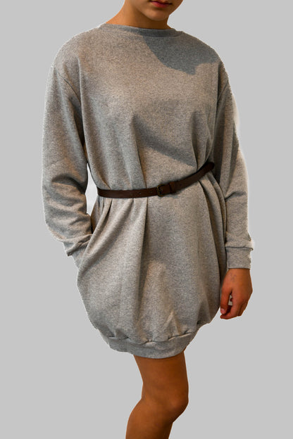 Light Grey Jumper Dress with Pockets