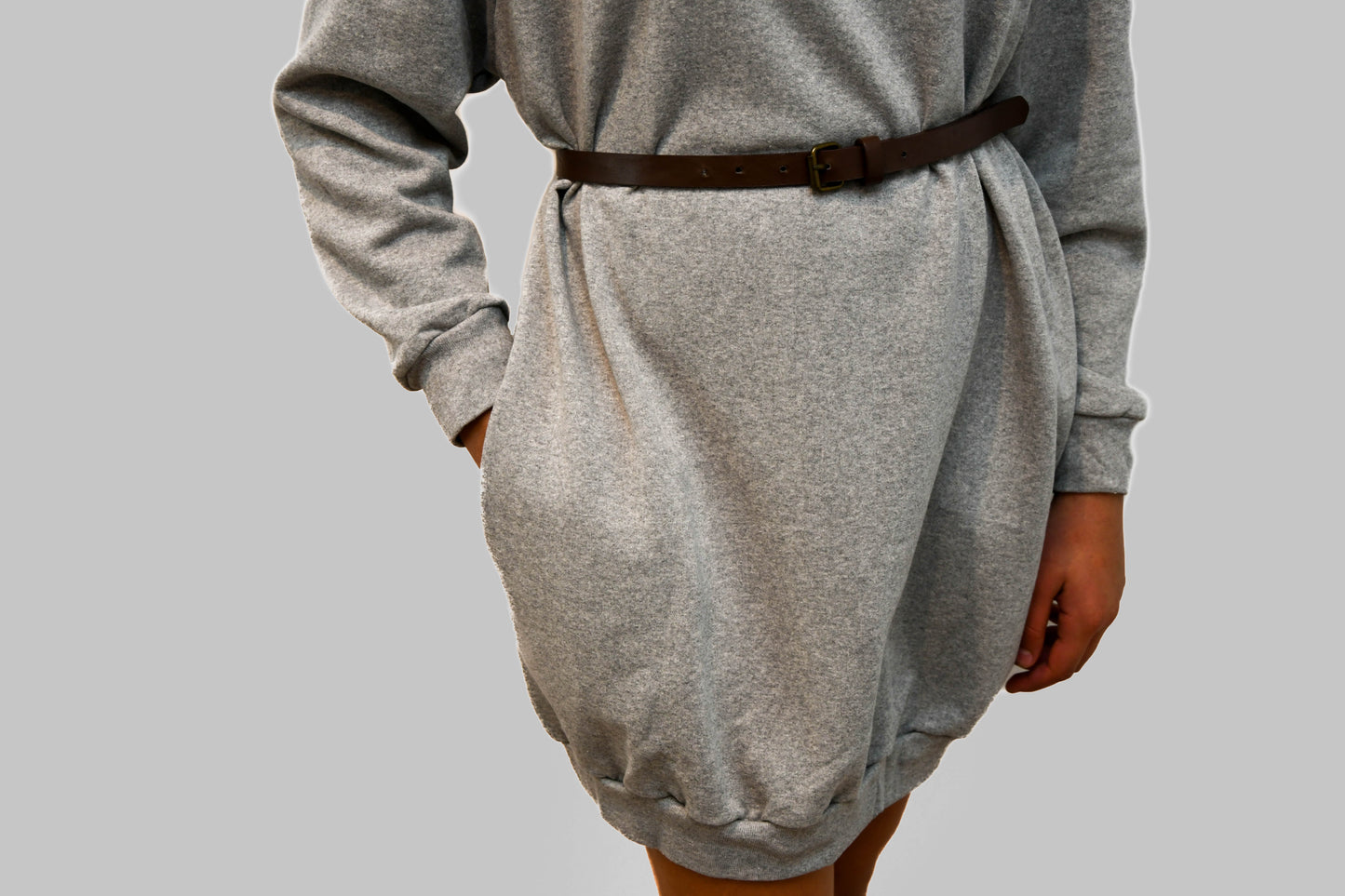 Light Grey Jumper Dress with Pockets