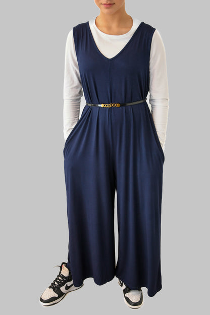 Dark Blue Jumpsuit with Pockets