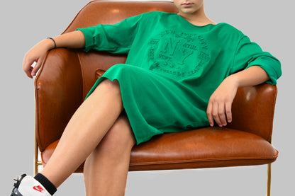 Green New York T-Shirt Dress with Pockets