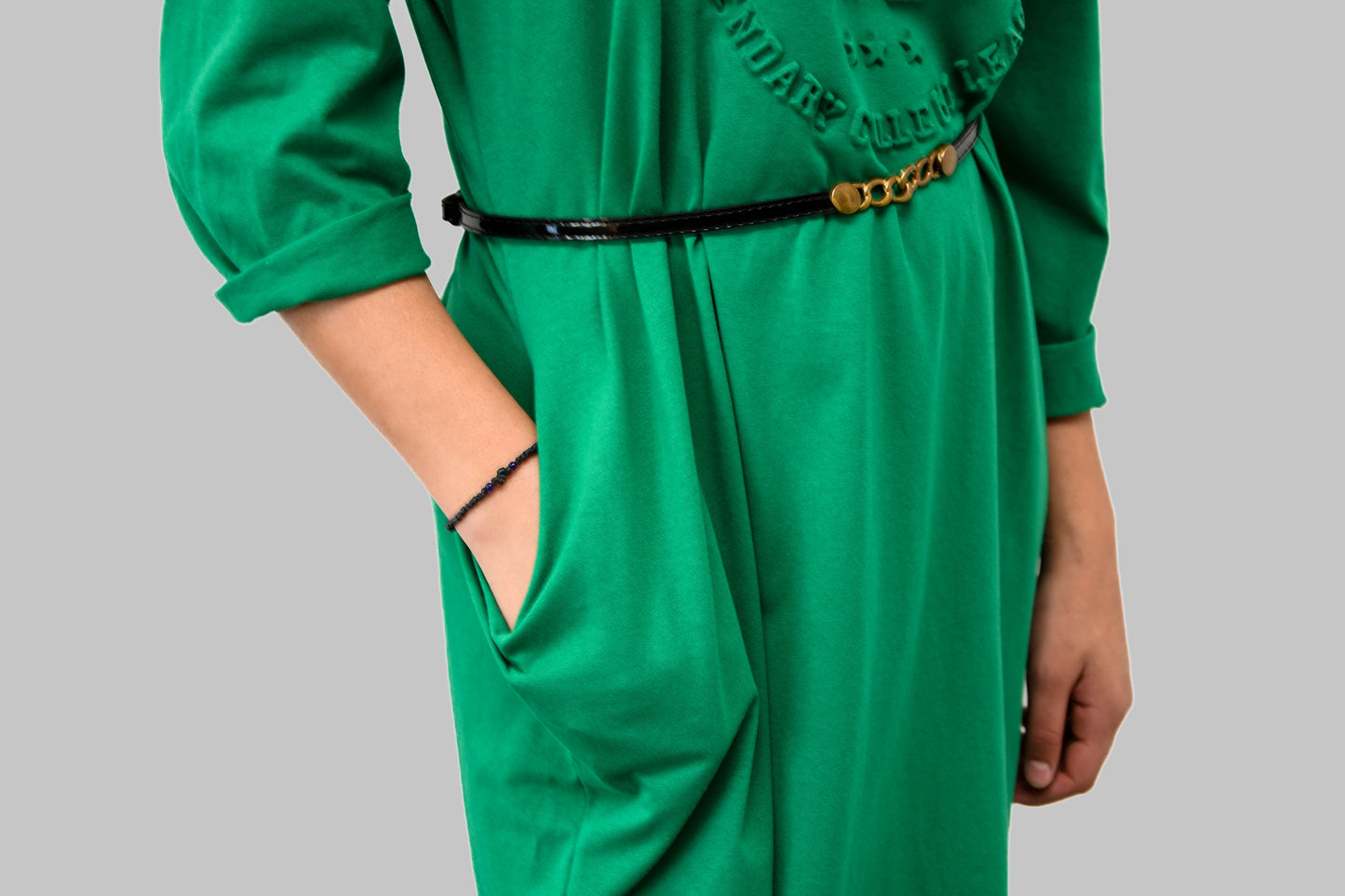 Green New York T-Shirt Dress with Pockets