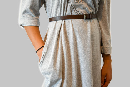 Grey New York T-Shirt Dress with Pockets