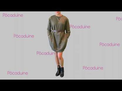 Olive Green Jumper Dress with Pockets